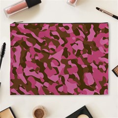 Pink And Brown Camouflage Cosmetic Bag (xl) by SpinnyChairDesigns