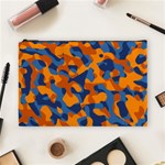 Blue and Orange Camouflage Pattern Cosmetic Bag (Large) Front
