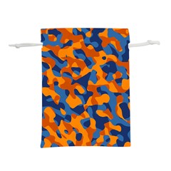 Blue And Orange Camouflage Pattern Lightweight Drawstring Pouch (l) by SpinnyChairDesigns