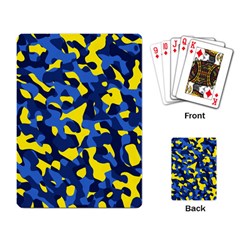 Blue And Yellow Camouflage Pattern Playing Cards Single Design (rectangle) by SpinnyChairDesigns