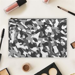 Grey And White Camouflage Pattern Cosmetic Bag (large) by SpinnyChairDesigns