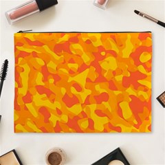 Orange And Yellow Camouflage Pattern Cosmetic Bag (xl) by SpinnyChairDesigns