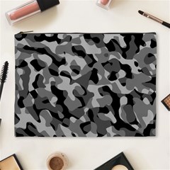 Grey And Black Camouflage Pattern Cosmetic Bag (xl) by SpinnyChairDesigns