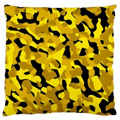 Black And Yellow Camouflage Pattern Large Cushion Case (one Side) by SpinnyChairDesigns