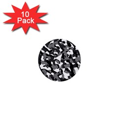 Black And White Camouflage Pattern 1  Mini Buttons (10 Pack)  by SpinnyChairDesigns