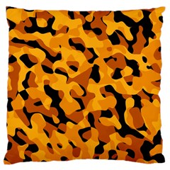 Orange And Black Camouflage Pattern Large Cushion Case (one Side) by SpinnyChairDesigns