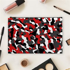 Black Red White Camouflage Pattern Cosmetic Bag (large) by SpinnyChairDesigns