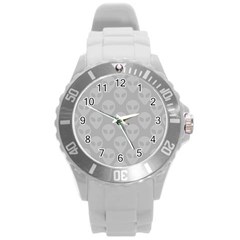 Grey Aliens Ufo Round Plastic Sport Watch (l) by SpinnyChairDesigns