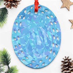 Light Blue Abstract Mosaic Art Color Ornament (oval Filigree) by SpinnyChairDesigns