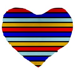Red And Blue Contrast Yellow Stripes Large 19  Premium Flano Heart Shape Cushions by tmsartbazaar