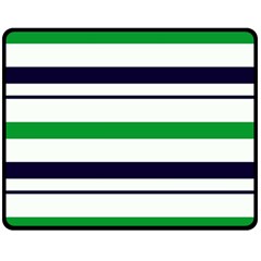 Green With Blue Stripes Fleece Blanket (medium)  by tmsartbazaar