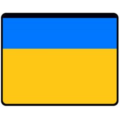 Bright Yellow With Blue Fleece Blanket (medium)  by tmsartbazaar