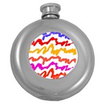 Multicolored Scribble Abstract Pattern Round Hip Flask (5 oz) Front