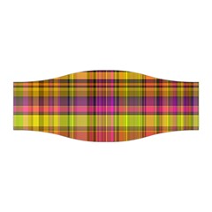Pink Yellow Madras Plaid Stretchable Headband by SpinnyChairDesigns