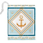Chain Pattern Blue 6 Drawstring Pouch (4XL) Back