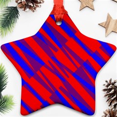 Geometric Blocks, Blue And Red Triangles, Abstract Pattern Star Ornament (two Sides) by Casemiro