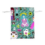 Blue Denim And Drawings Daisies Aqua Lightweight Drawstring Pouch (M) Front