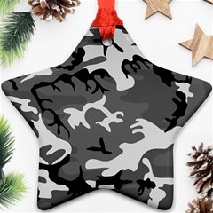 Army Winter Camo, Camouflage Pattern, Grey, Black Star Ornament (two Sides) by Casemiro
