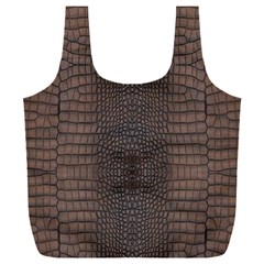 Brown Alligator Leather Skin Full Print Recycle Bag (xxxl) by LoolyElzayat