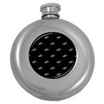 Formula One Black And White Graphic Pattern Round Hip Flask (5 oz) Front