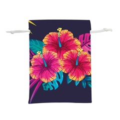 Neon Flowers Lightweight Drawstring Pouch (m) by goljakoff