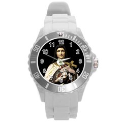 Virgin Mary Sculpture Dark Scene Round Plastic Sport Watch (l) by dflcprintsclothing