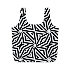 Black And White Abstract Lines, Geometric Pattern Full Print Recycle Bag (m) by Casemiro