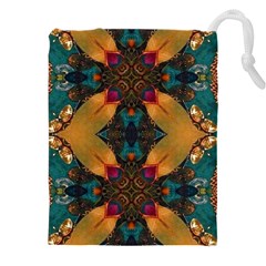 Teal And Orange Drawstring Pouch (4xl) by Dazzleway
