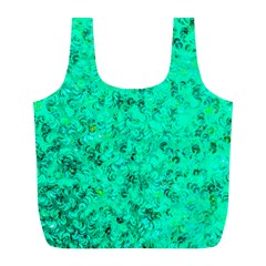 Aqua Marine Glittery Sequins Full Print Recycle Bag (l) by essentialimage