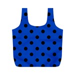 Large Black Polka Dots On Absolute Zero Blue - Full Print Recycle Bag (M) Front