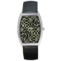 Dark Interlace Motif Mosaic Pattern Barrel Style Metal Watch by dflcprintsclothing