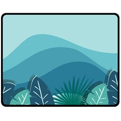 Illustration Of Palm Leaves Waves Mountain Hills Fleece Blanket (medium)  by HermanTelo