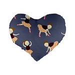Cute  Pattern With  Dancing Ballerinas On The Blue Background Standard 16  Premium Flano Heart Shape Cushions Back