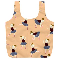 Cute  Pattern With  Dancing Ballerinas On Pink Background Full Print Recycle Bag (xl) by EvgeniiaBychkova