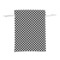Black And White Checkerboard Background Board Checker Lightweight Drawstring Pouch (m) by Amaryn4rt