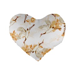 Birds And Flowers  Standard 16  Premium Flano Heart Shape Cushions by Sobalvarro
