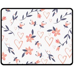Flowers And Hearts Fleece Blanket (medium)  by Sobalvarro