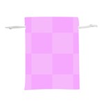 Pink Gingham Check Squares Lightweight Drawstring Pouch (M) Back
