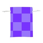 Purple Gingham Check Squares Pattern Lightweight Drawstring Pouch (S) Back