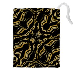 Black And Orange Geometric Design Drawstring Pouch (4xl) by dflcprintsclothing