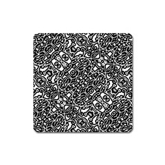 Interlace Black And White Pattern Square Magnet by dflcprintsclothing
