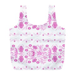 Pink Flowers Full Print Recycle Bag (l) by Eskimos