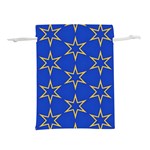 Star Pattern Blue Gold Lightweight Drawstring Pouch (M) Back