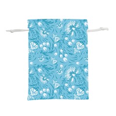 Blue White Flowers Lightweight Drawstring Pouch (m) by Eskimos