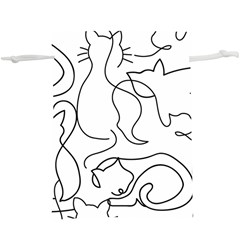 Cats Line Art   Lightweight Drawstring Pouch (xl) by Sobalvarro