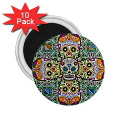 Sugar Skulls Pattern 2 25  Magnets (10 Pack)  by ExtraAwesomeSauce