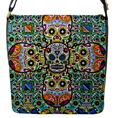 Sugar Skulls Pattern Flap Closure Messenger Bag (s) by ExtraAwesomeSauce