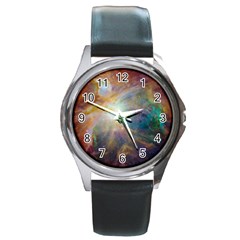 Colorful Galaxy Round Metal Watch by ExtraAwesomeSauce