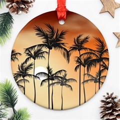 Sunset Palm Trees Beach Summer Ornament (round) by ExtraAwesomeSauce