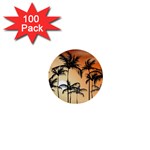 Sunset Palm Trees Beach Summer 1  Mini Buttons (100 pack)  Front